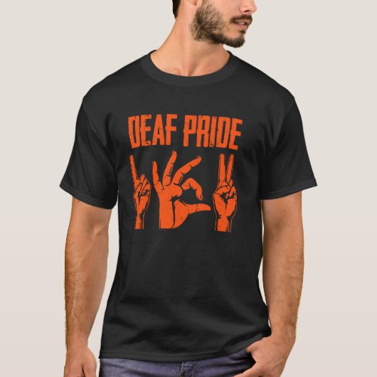 ろう者プライドの手話 Tシャツ (正面)