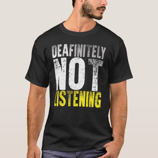 ろう者プライドASL手話Deafinitially Not List Tシャツ (正面)