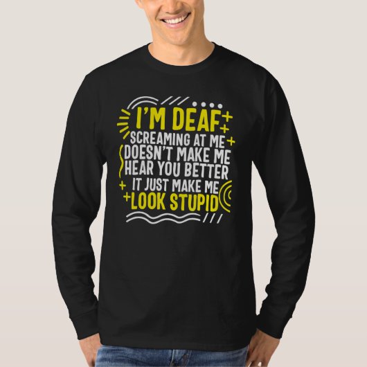 ろう者啓発月間 私はろう者です 私に怒鳴らないで 手話 Tシャツ (正面)