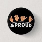 ろう者誇りを持ったとろう者の指紋記号アート 缶バッジ (正面)