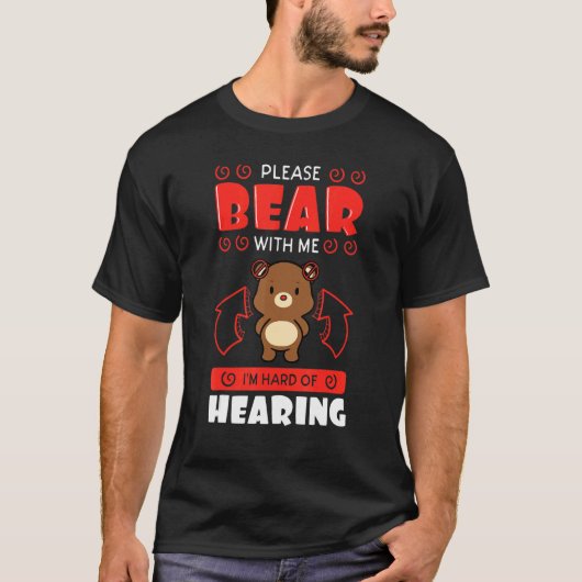 ろう者認識度補聴器インプラントASL Please Bear Tシャツ (正面)