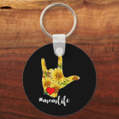 ろう者認識度ASL手話ひまわり大好き キーホルダー (正面)