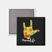 ろう者認識度ASL手話ひまわり大好き マグネット (正面/裏面)