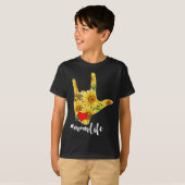 ろう者認識度ASL手話ひまわり大好き Tシャツ (正面フル)