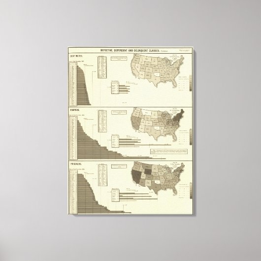 ろう、ポーパー、囚人の統計マップ キャンバスプリント (正面)