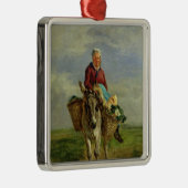 ろばに乗っている国の女性 メタルオーナメント (右)