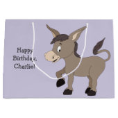 ろばのイラストレーションのカスタムな文字のギフトバッグ ラージペーパーバッグ (正面)