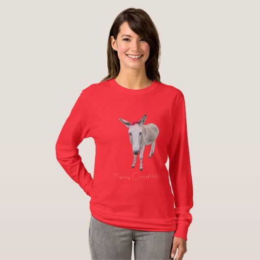 ろばのクリスマスのワイシャツに与えて下さい Tシャツ (正面フル)