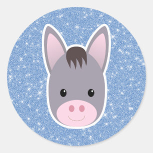 ろばのグリッター ラウンドシール