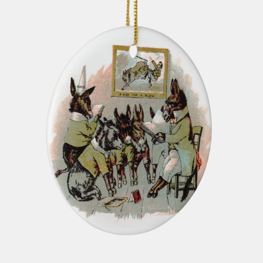 ろばの学校のアンティークのイラストレーション セラミックオーナメント (右)