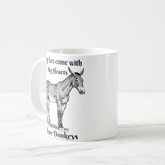 ろばの恋人のコーヒー・マグの長い耳の大きいハート! コーヒーマグカップ (正面左)