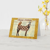 ろば及びフクロウのバースデー・カード カード (黄色い花)