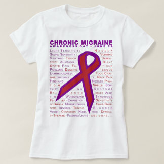 わかっている慢性の片頭痛-徴候及びリボンw/Lines Tシャツ