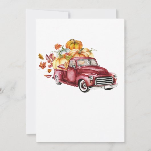 わが子の小さなカボチャの少年第1バースデー秋車 招待状 (裏面)