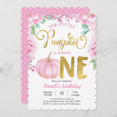 わが子の小さなカボチャ、秋の秋ガール1歳の誕生日 招待状 (正面/裏面)