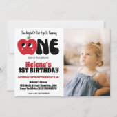 わが家の目の中のリンゴちゃん 1歳の誕生日写真パーティー 招待状 (正面)