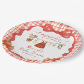 わが家の目の中のリンゴの女の子の服のラインのベイビーシャワー ペーパープレート (アングル)