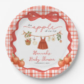 わが家の目の中のリンゴの女の子の服のラインのベイビーシャワー ペーパープレート (正面)