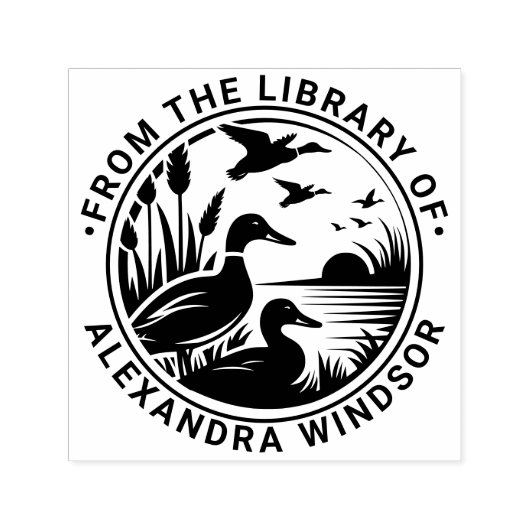わき芽の水辺の水鳥の本の名前 セルフインキングスタンプ (デザイン)