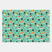 わさびと生姜を添えた巻きとにぎり寿司 ラッピングペーパーシート (正面)