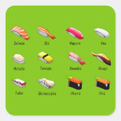 わさび日本のすかわいい食べ物 スクエアシール (正面)