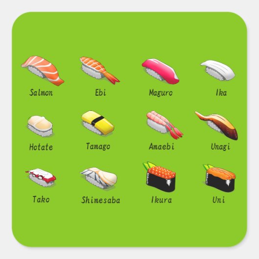 わさび日本のすかわいい食べ物 スクエアシール (正面)