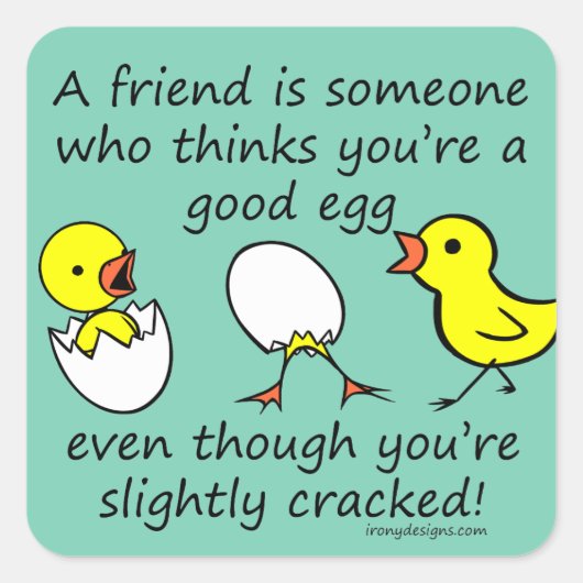 わずかにおもしろいひび最高の割れた友ことわざ スクエアシール (正面)