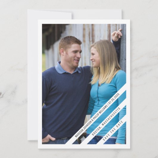 わずかに斜めの写真日付を保存 |白 セーブザデート (正面)