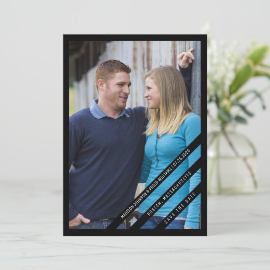 わずかに斜めの写真日付を保存 |黒 セーブザデート (スタンド正面)