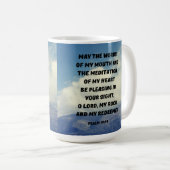 わたしのハートの瞑想詩篇19:14聖書の聖句 コーヒーマグカップ (正面右)