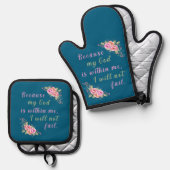 「わたしの神は私の内にいるからだ」(海青) 鍋つかみ&鍋敷きセット (正面/裏面)