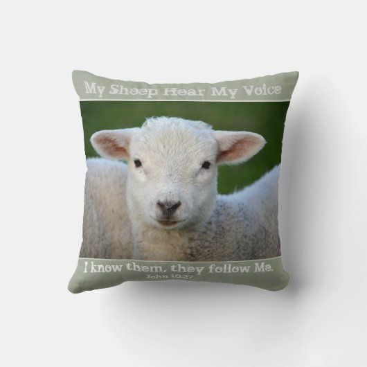 わたしの羊はわたしの声を聞く。聖書のヨハネ10:27, クッション (裏面)