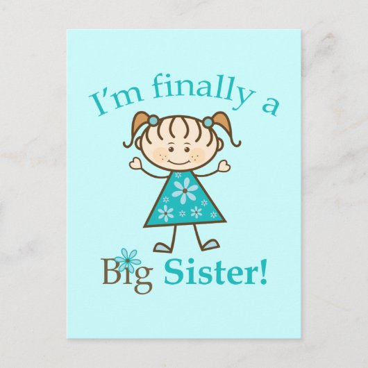 わたしはいちばん大きなお姉さんになった!棒人間ガール ポストカード (正面)