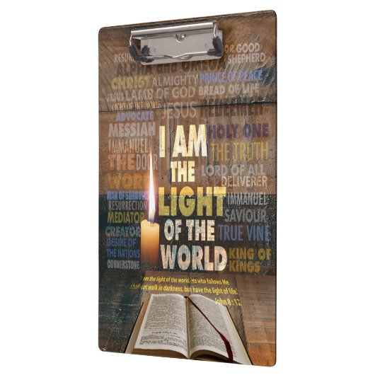 わたしは世界の光である – ヨハネ8:12 クリップボード (左)