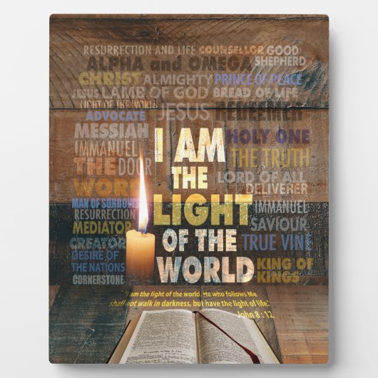 わたしは世界の光である – ヨハネ8:12 フォトプラーク (正面)