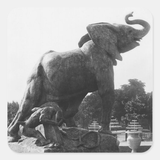 わなにかかった若い象 スクエアシール (正面)