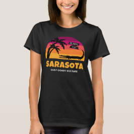 わにとのSarasotaフロリダのレトロの日没 Tシャツ