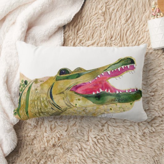 わに水彩画の切断の芸術の枕 ランバークッション (ブランケット)