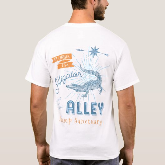 わに細道のわにレスリング選手のヴィンテージのタイポグラフィ Tシャツ (裏面)