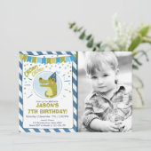 わに誕生日の招待のわにパーティーの男の子 招待状 (スタンド正面)