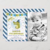 わに誕生日の招待のわにパーティーの男の子 招待状 (正面/裏面)