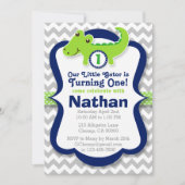 わに誕生日の招待状-誕生日の男の子のわに 招待状 (正面)