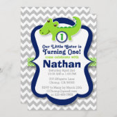 わに誕生日の招待状-誕生日の男の子のわに 招待状 (正面/裏面)