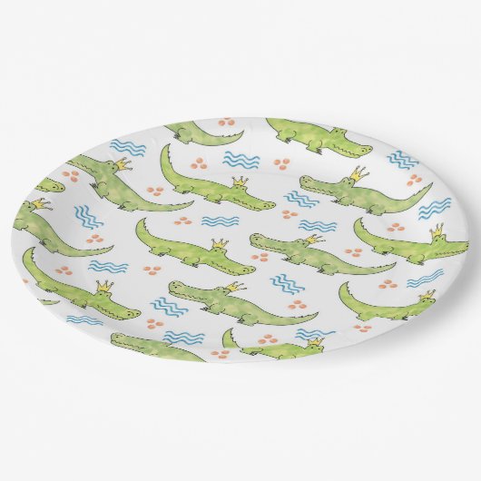 わに誕生日の紙皿9" ペーパープレート (アングル)