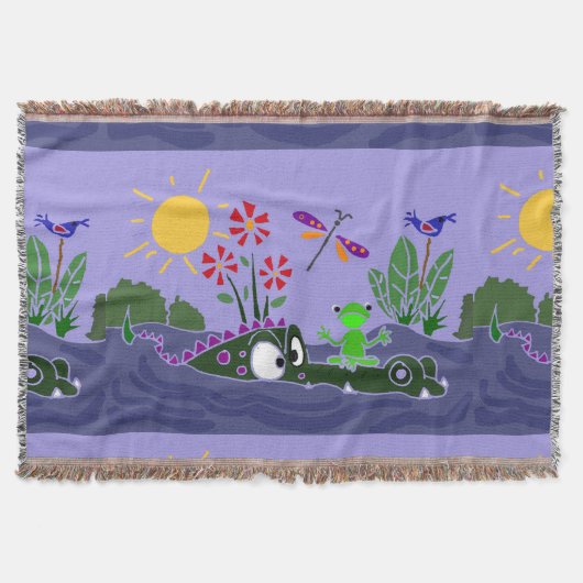 わに鼻の民芸のブランケットのカエル スローブランケット (正面)