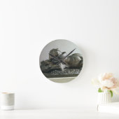 わに1832年をむさぼり食っているトラ(青銅) ラウンド壁時計 (ホーム)