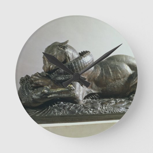 わに1832年をむさぼり食っているトラ(青銅) ラウンド壁時計 (正面)