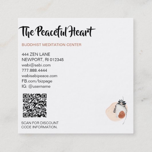 *~*わびサビ抽象芸術インミニマルクAR27シンプル スクエア名刺 (裏面)