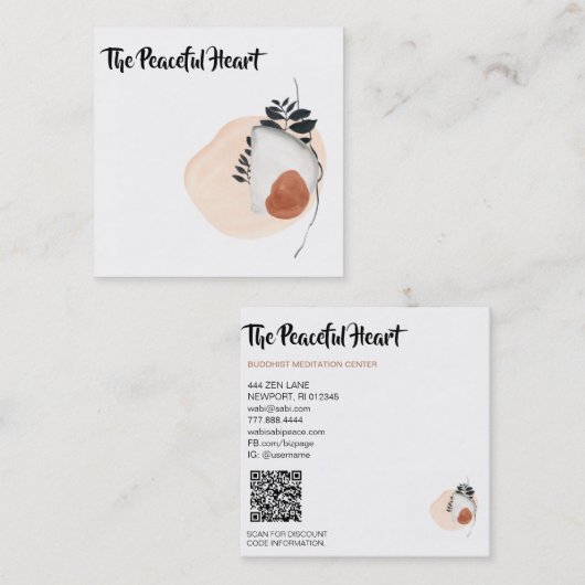 *~*わびサビ抽象芸術インミニマルクAR27シンプル スクエア名刺 (正面/裏面)