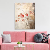 わび日本のさびスタイル素朴な赤い花キャンバス キャンバスプリント (インサイチュ (リビング))